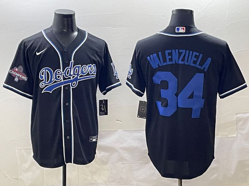 Men 2025 Los Angeles Dodgers 34 Valenzuela Black Three generations Fashion Nike MLB Jersey style 11